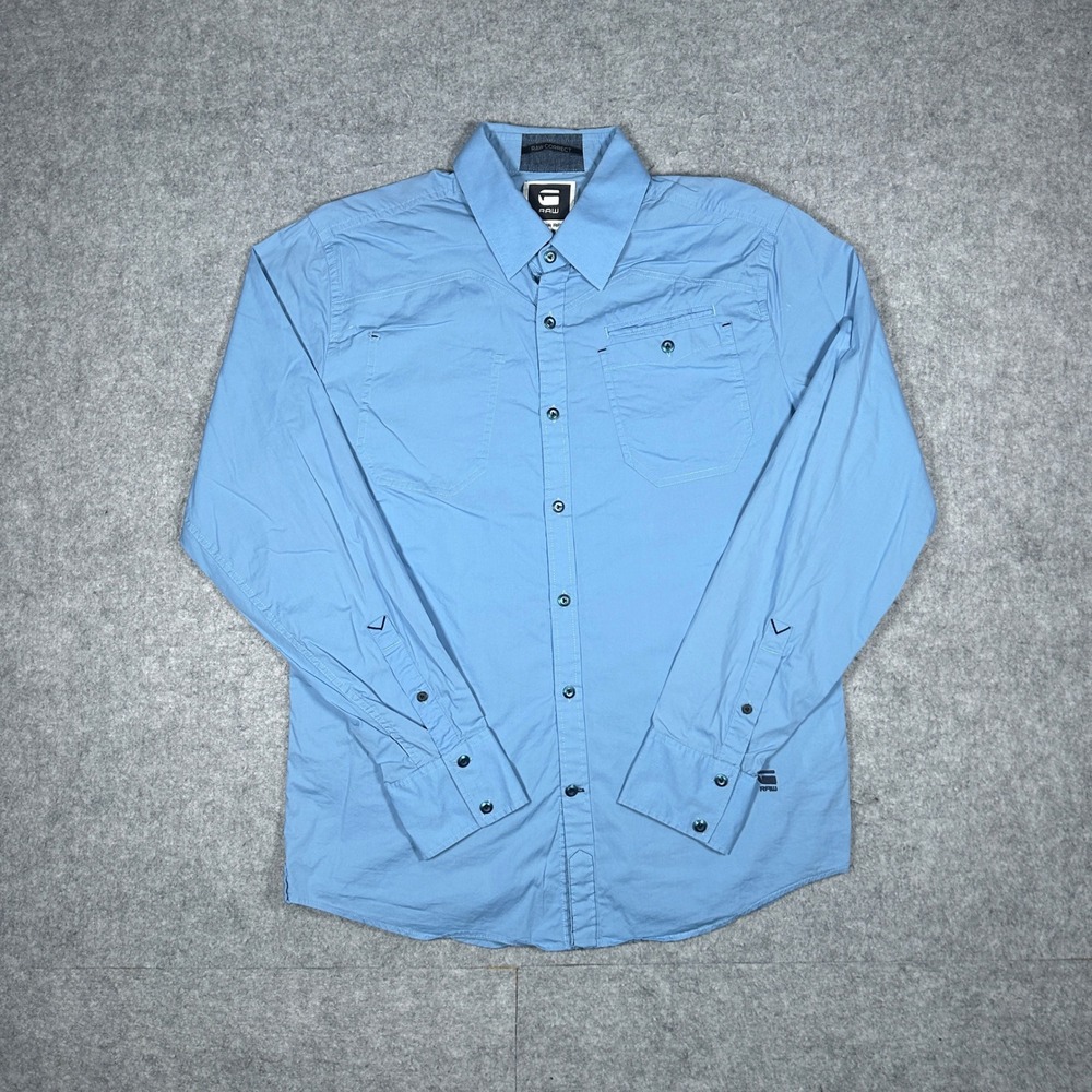 G-Star Raw Denim Western Shirt Mens Large Blue RCT Deck Western Shirt Workwear